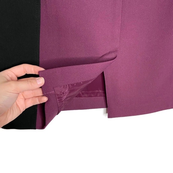 Halogen Black & Plum Purple Colorblock Career Pencil Straight Skirt - Picture 3 of 8